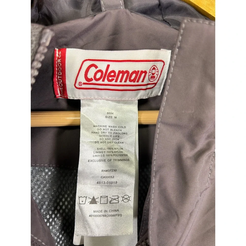 Gorpcore Coleman Mens Med Grey Neon Yellow Hooded Windbreaker Jacket‎ 4813-05919